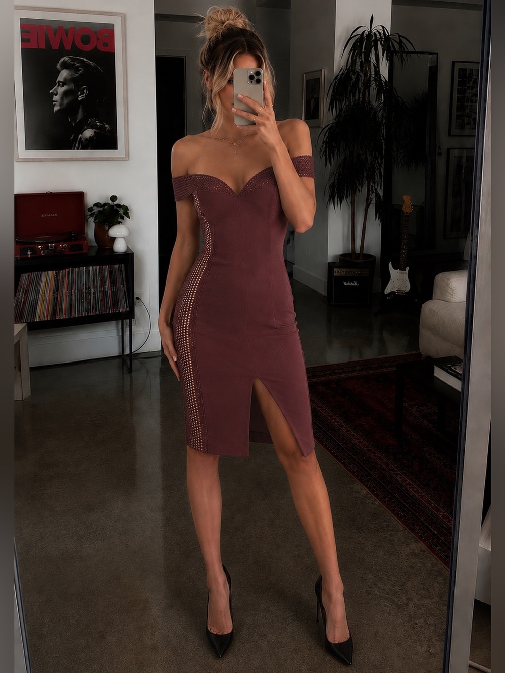Nicholas Bandage Cold Shoulder Dress in Plum Womens 6 New NWT